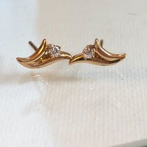 14k gold earrings with white sapphires